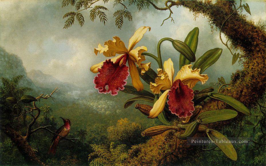 Orchidées et colibris ATC romantique fleur Martin Johnson Heade Peintures à l'huile